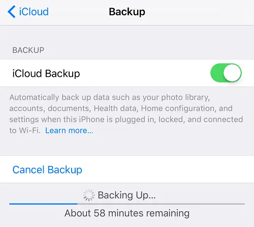 Backup iPhone to iCloud