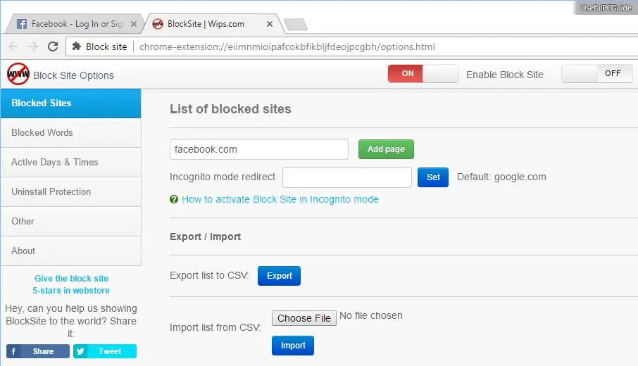 Block websites on your Google Chrome browser with BLOCK SITE extension