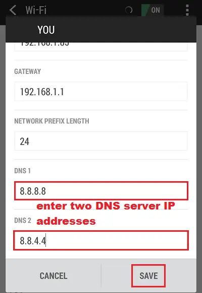 Change DNS Servers In Android