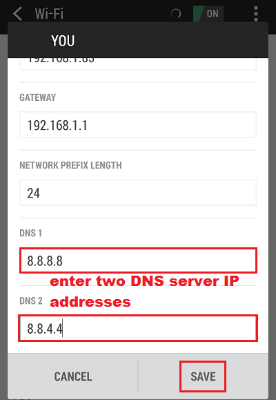 Change DNS Servers In Android