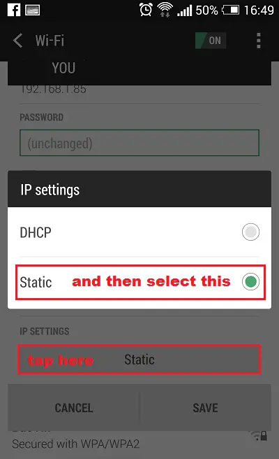Change IP Settings In Android