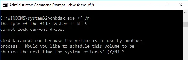 chkdsk.exe Check Disk in Windows 10
