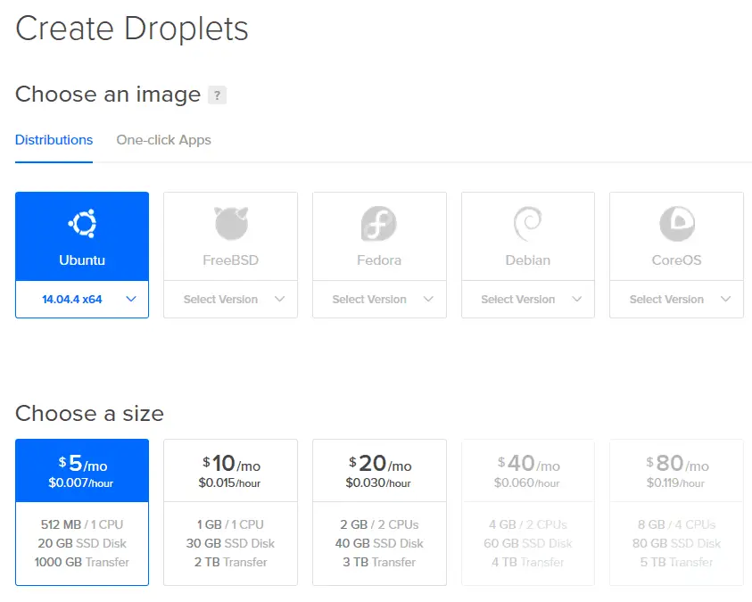 Choose Operating System In Digital Ocean