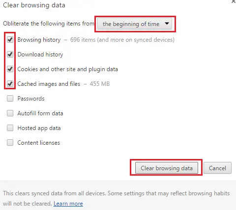 Clear Browsing Data Button