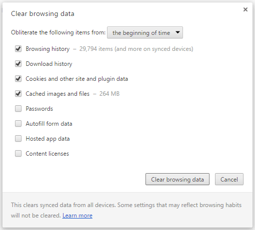 clear browsing data google chrome