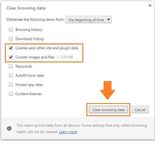 clear google chrome browsing data