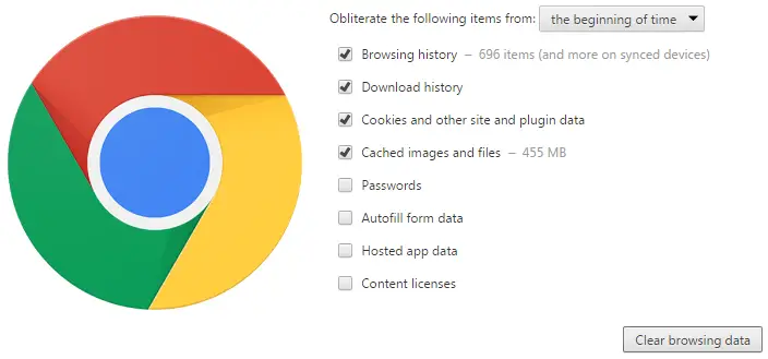 Clear Google Chrome Browser Data