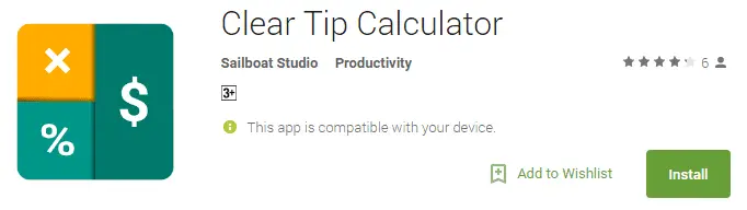 Clear Tip Calculator