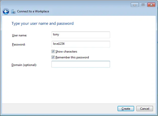 Configure VPN in Windows 7