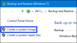 Click create a system image