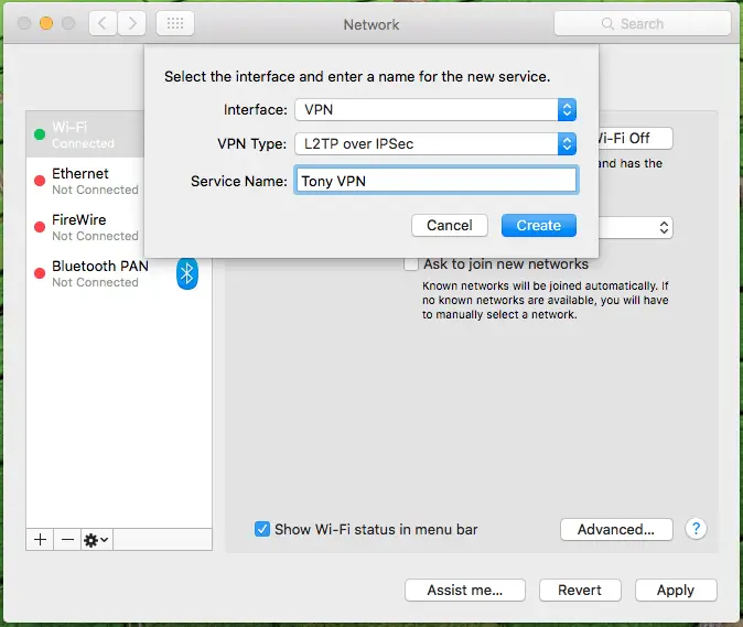 Create New VPN In Mac