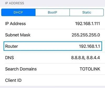 find router IP address on iPhone