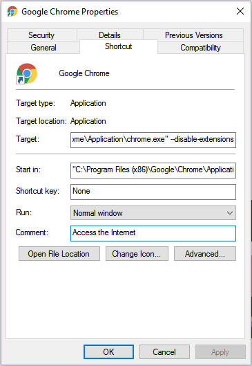 Disable extensions in Google Chrome