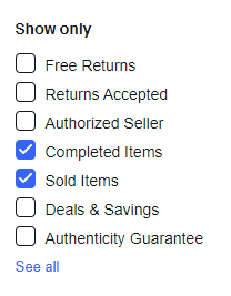 ebay show only section