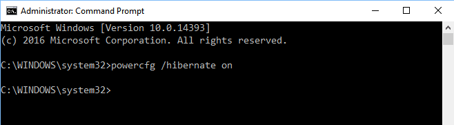 Enable Hibernate Windows 10 Command