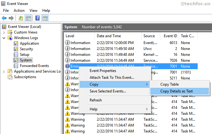 Event Viewer Log