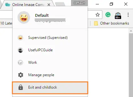 Exit and childlock in Google Chrome