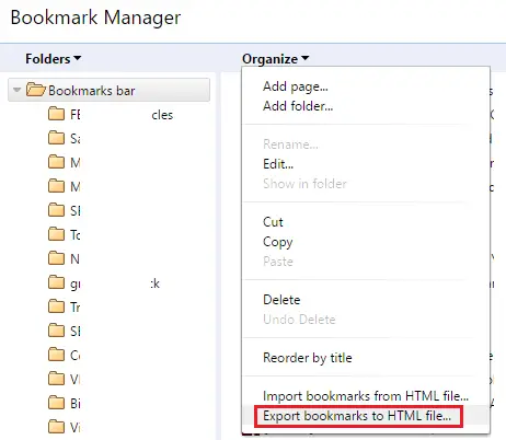 How to export Google Chrome bookmarks