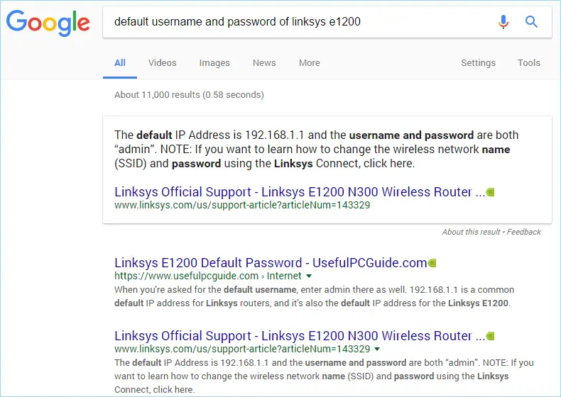 Find default username and password of your wireless router