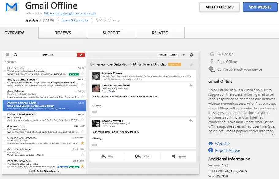 Gmail Offline Chrome Apps