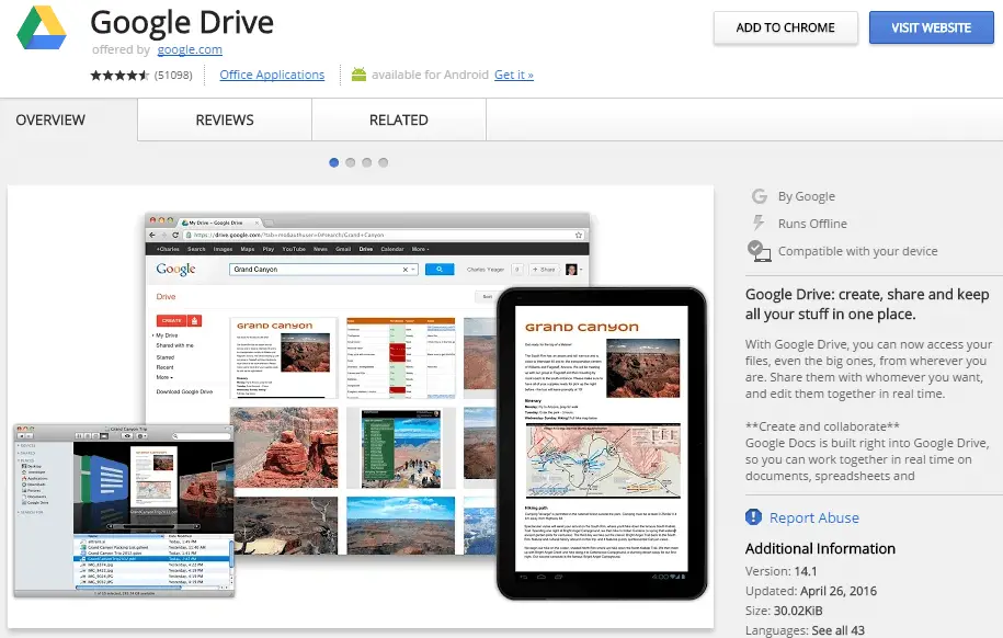 Google Drive Chrome App