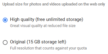 Google Photos Settings