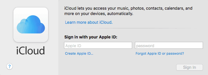 iCloud sign in