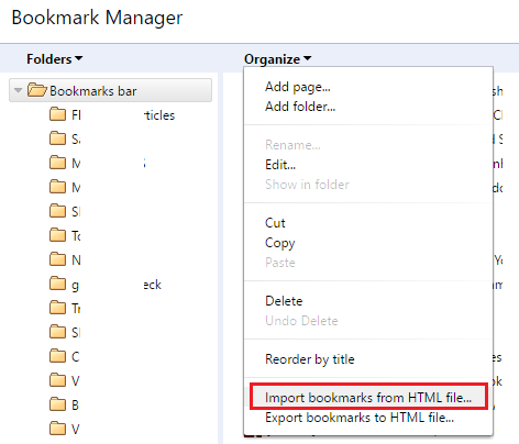 How to import Google Chrome bookmarks