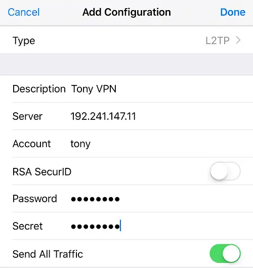 Set up VPN in iOS