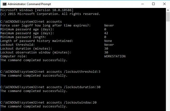 Set Lockout with Command Prompt