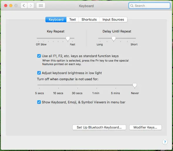 Mac Keyboard Settings