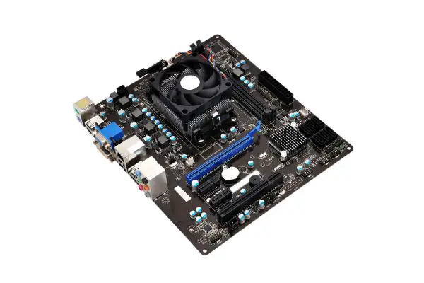 motherboard with pc components on it