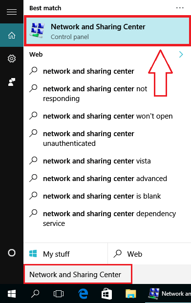 Network and Sharing Center