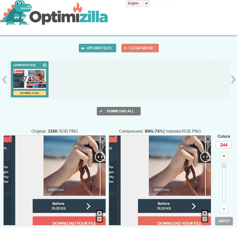 optimizilla, online image optimizer