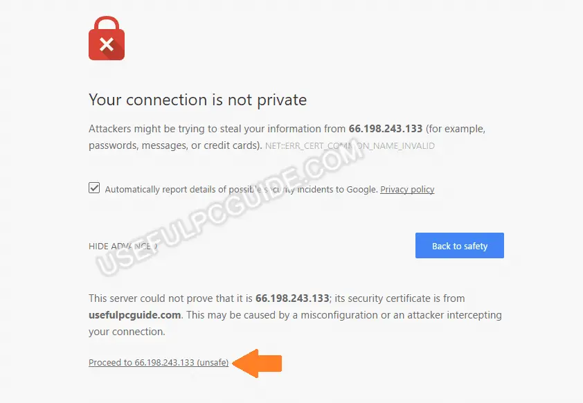 google error your connection is not private