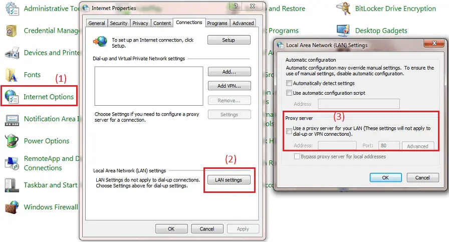 Proxy Server Settings In Internet Options
