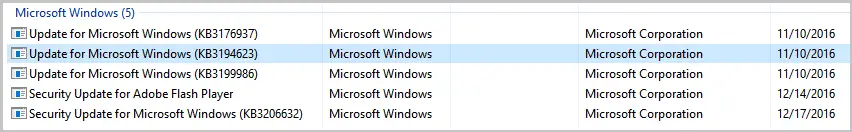 Recent Windows updates