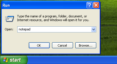 Run - Notepad