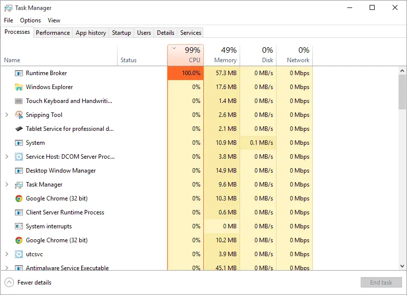 Runtime Broker - RuntimeBroker.exe High CPU and RAM Usage