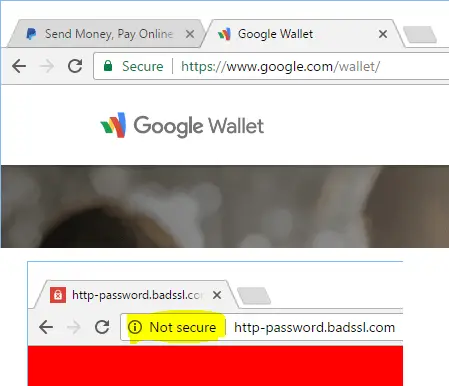 Secure tag in Google Chrome