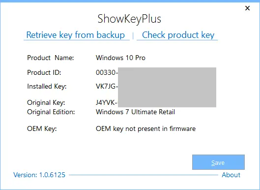 ShowKeyPlus - retrieve your Windows license key