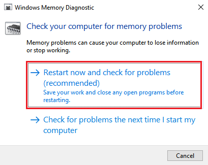 Start Memory Diagnostic