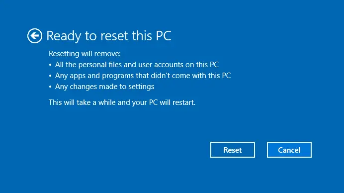 Step by step guide to reset Windows 10 operating system