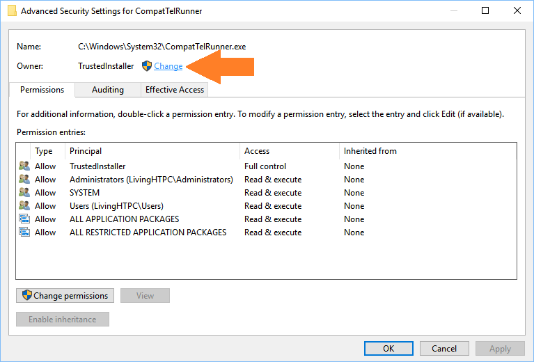 Switch Ownership in Windows 10