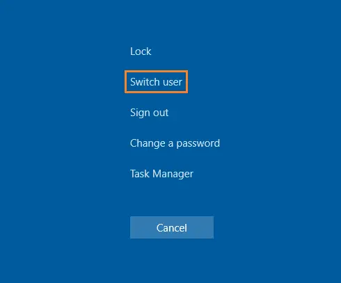Switch User in Ctrl + Alt + Del screen in Windows 10