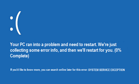 system service exception bsod error