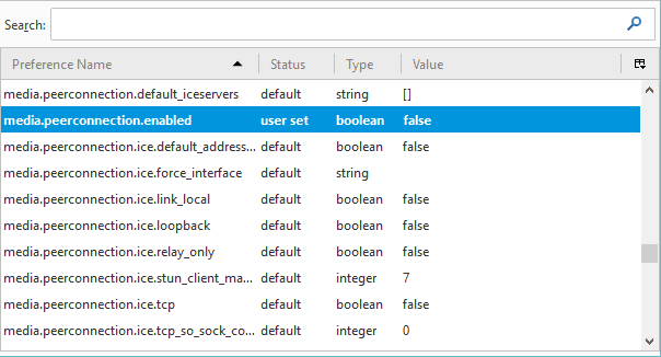 Disable WebRTC