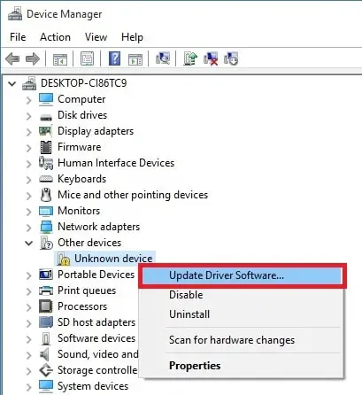 Found unknown devices in Windows 10 Device Manager