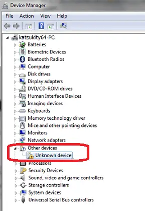 unknown device driver - Windows