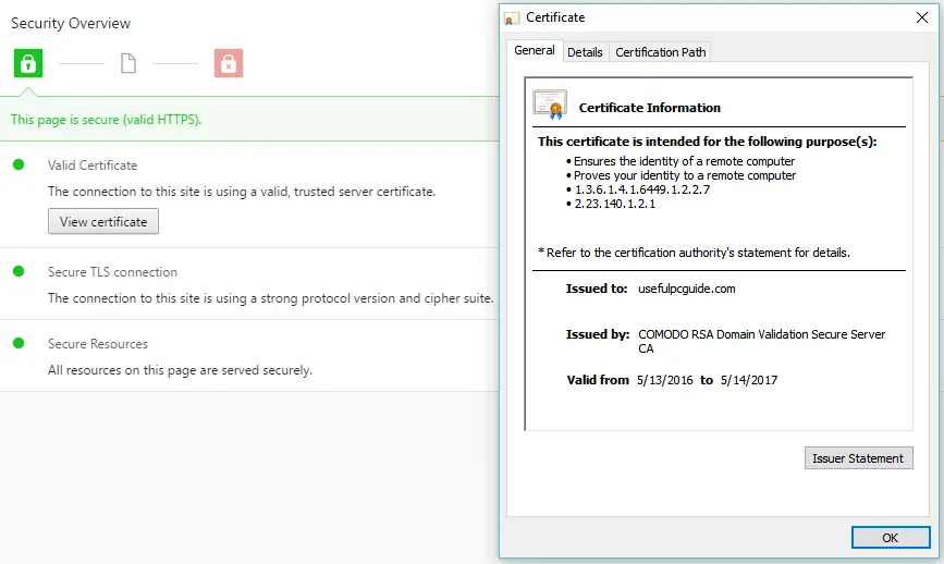 certificat SSL Valid